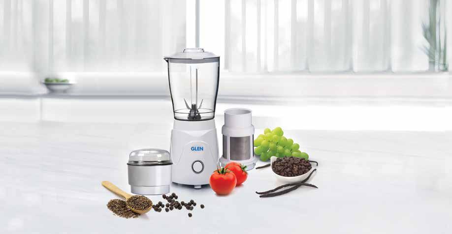 clear visibility Push button switch Rust-resistant stainless steel blade 2 Jars - grinder and fruit filter with blender jar Prepare frothy shakes instantly Grind fresh aromatic spices in a jiffy MINI