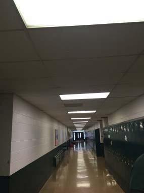 It is unclear how much of the old high school portion of the facility lighting and exit lights are connected to the emergency panel. A.