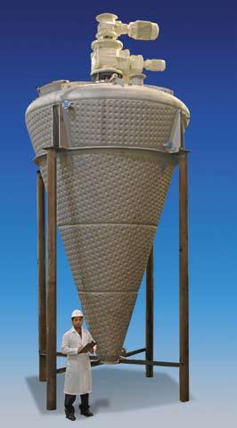 FIGURE 7. Vertical blenders are easily scalable and available in many standard sizes from 1 to 500 ft 3. Shown here is a 350-ft 3 model, with a cone height measuring 14.