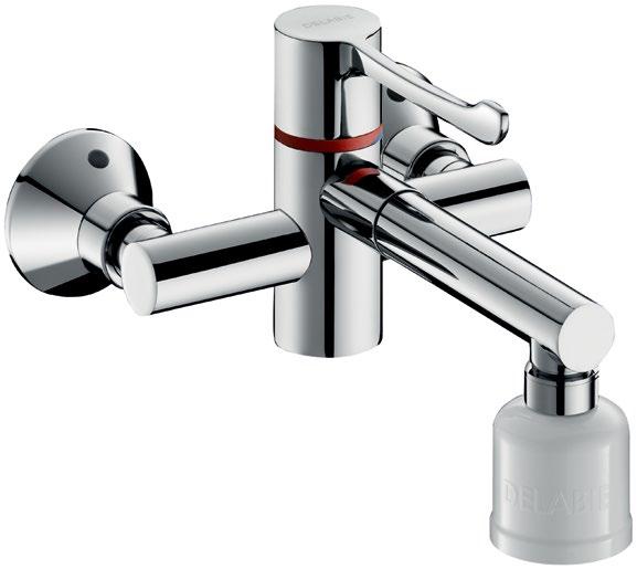 TEMPOMATIC 4 battery operated basin tap for panels 1-24mm with Biosafe outlet.