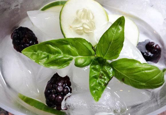 Infused Water Fill a pitcher with water and ice Add fresh sprigs of basil, mint, lemon herbs