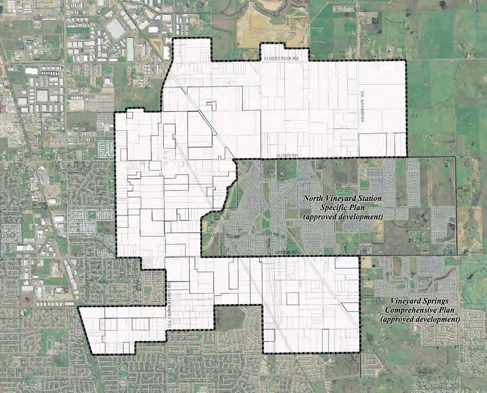 Introduction 1.2 setting The Florin-Vineyard Community Plan area covers approximately 3,766 acres and is located within the community planning areas of both Vineyard and South Sacramento.
