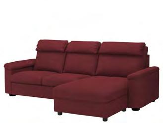 Lejde red/brown 992.571.76 LIDHULT 4-seat sofa with chaise longues TBC Cover: 76% cotton, 24% polyester. Designer: Henrik Preutz. W374 D98/164, H102cm.