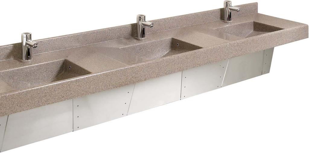 The SloanStone Drain Deck Lavatory System The new SloanStone Drain Deck Lavatory System features a gently sloped surface that prevents water from pooling anywhere on the