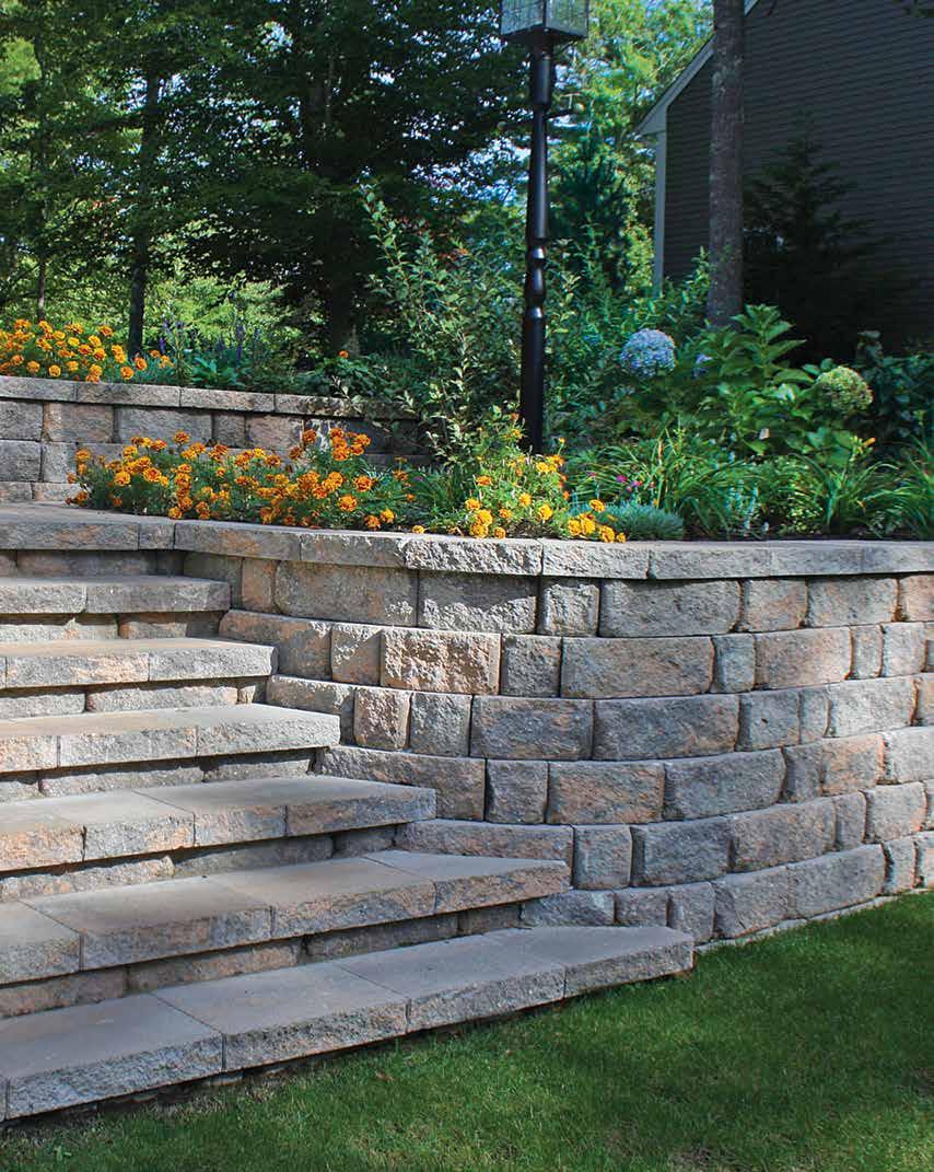Available in blended earth tone colors, these retaining wall