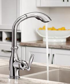 Single-Handle Pulldown Faucet / 7185 (Optional deckplate included) Brantford Single-Handle Pullout Faucet / 7285 (Optional deckplate included) Like the best decorative appointments, Brantford kitchen