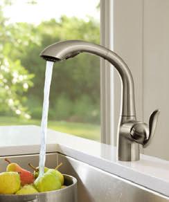 23 High-Arc Single-Handle Pulldown Faucet / 7594 (Optional deckplate included) Arbor Arbor s smooth profile is tailored to perfection.