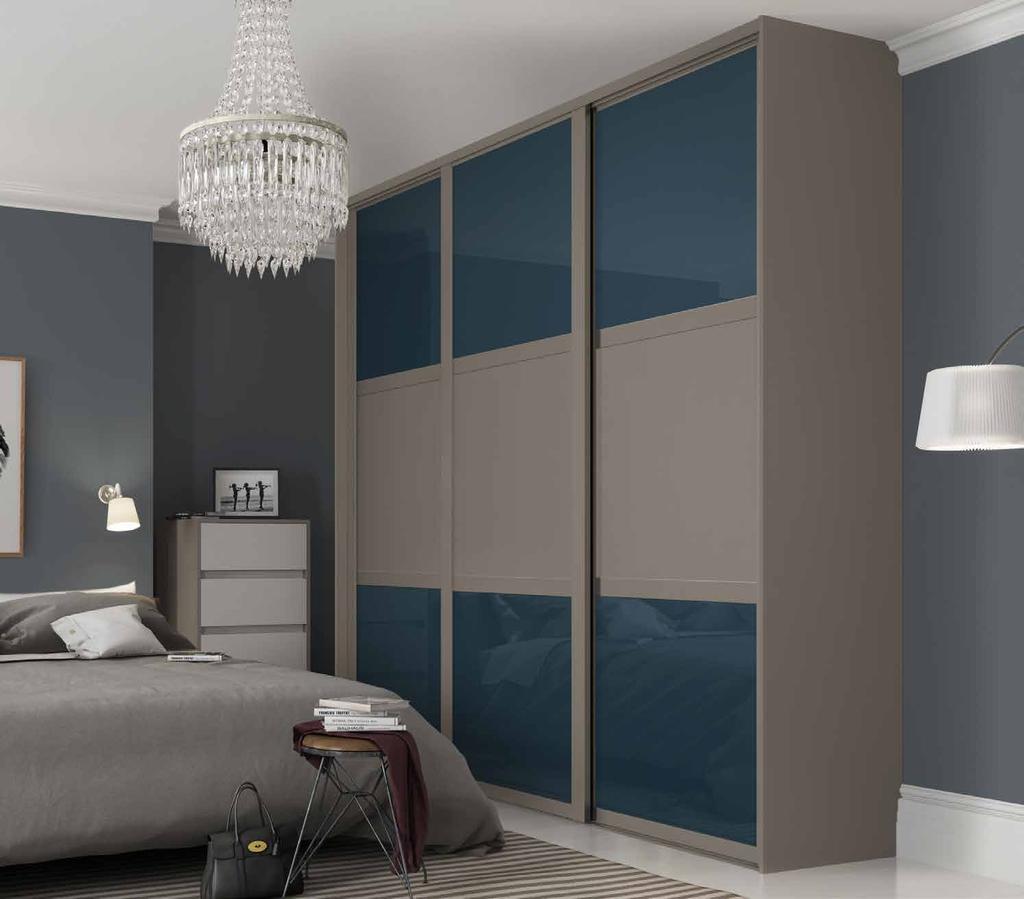 Deluxe SHAKER Colour match your end panels to door frames. This bold frame looks great in traditional and modern bedrooms! Shown here Premier storage in Cashmere.