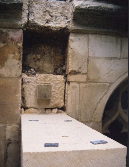 Buttresses are numbered 1 to 6 (or in Roman numerals I VI), with 1 being the buttress at the west end of the lavatorium block.