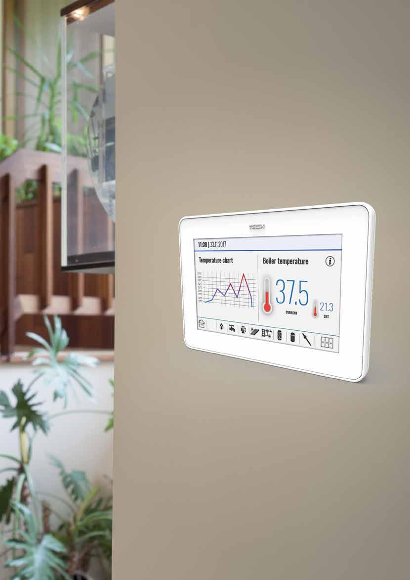 ROOM REGULATORS Electronic temperature controllers allow the user to program desired temperature for particular rooms.