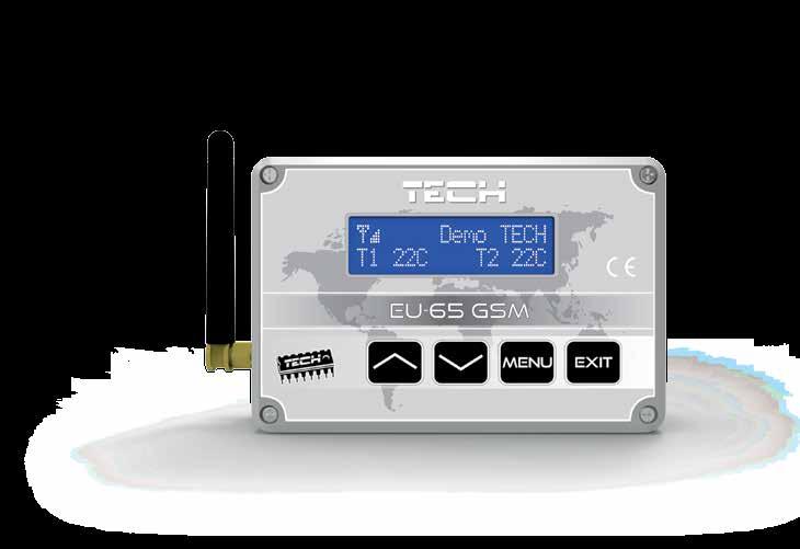 EU-65 GSM SPECIALIZED CONTROLLER/ ADDITIONAL MODULE THE DEVICE MAY OPERATE INDEPENDENTLY Power Alarm temperatures set range Temp.