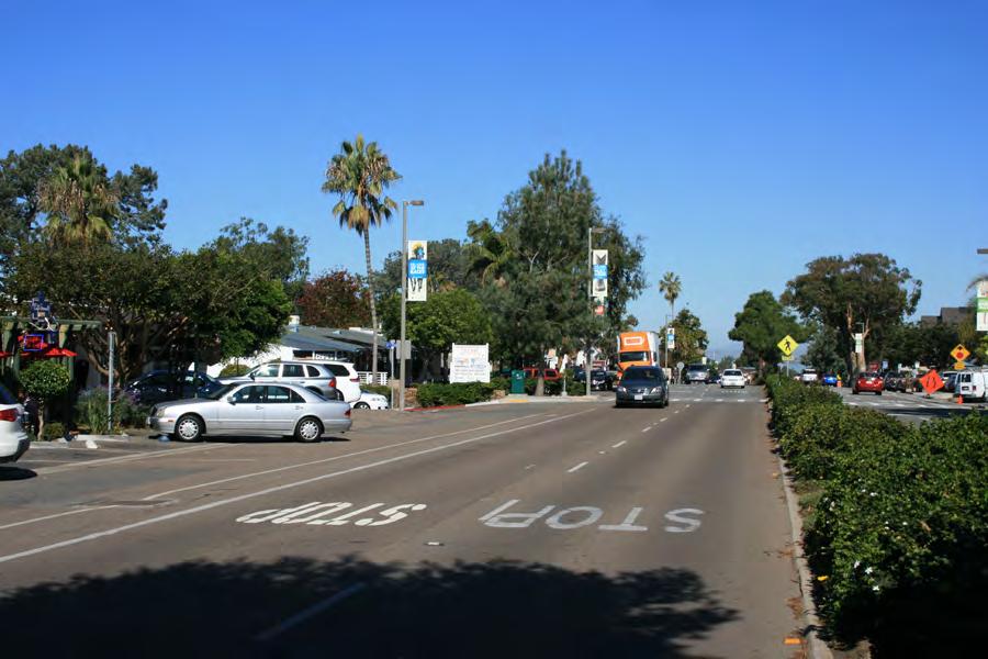 Street and Streetscape Character Unit The existing right-of-way along Camino del Mar is 100 feet wide with parking, bike lanes, two lanes of travel in each direction and a median.