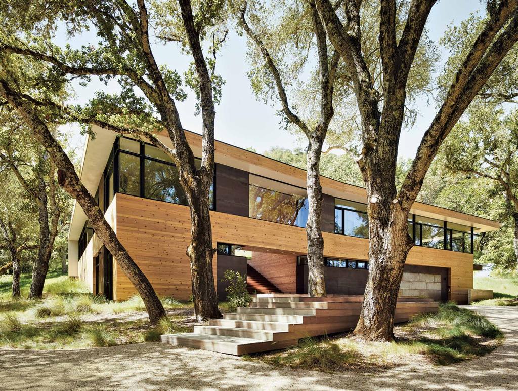 Architect Daniel Piechota designed a cedarand-steel structure, built by David Stocker, to integrate seamlessly with its site within Carmel s Santa Lucia Preserve.
