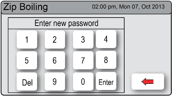 To set a password Press the [MENU] button for main Press the [Security] button. Press [Enable Password]. Enter a 4 digit password. Press [Enter].