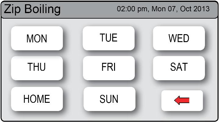 On/Off mode allows the user to turn the On/Off mode menu unit on or off at a specific time or day.