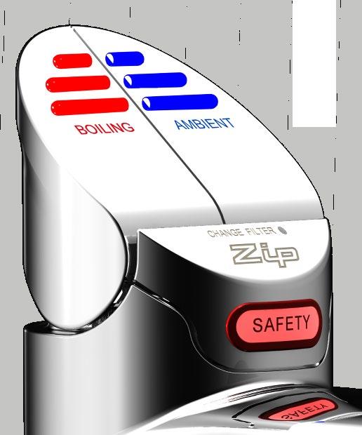 3. Tap safety The safety lock feature is provided to prevent boiling water flowing if the red BOILING control is inadvertently activated.