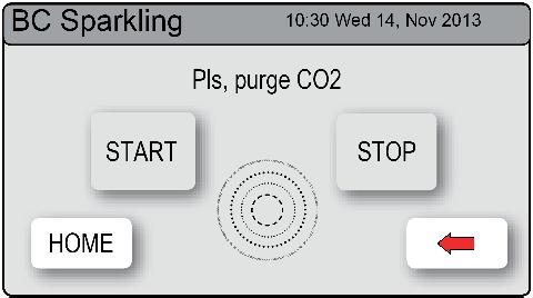 LCD Screen operation - Section C 5. - CO 2 Purge When fitting a new gas bottle, it is important to purge the gas lines. 1. Press the [MENU] button for main 2. Press the [Install] button. 3.