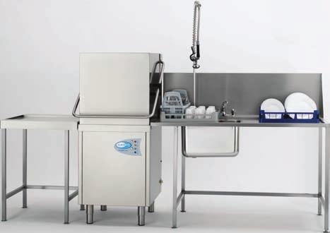 Accepts 500 x 500mm baskets 1 1 2 or 3 minute wash cycle Simple push button controls Auto clean down cycle Single skinned cabinet HOT FILL MODEL Power: 6.