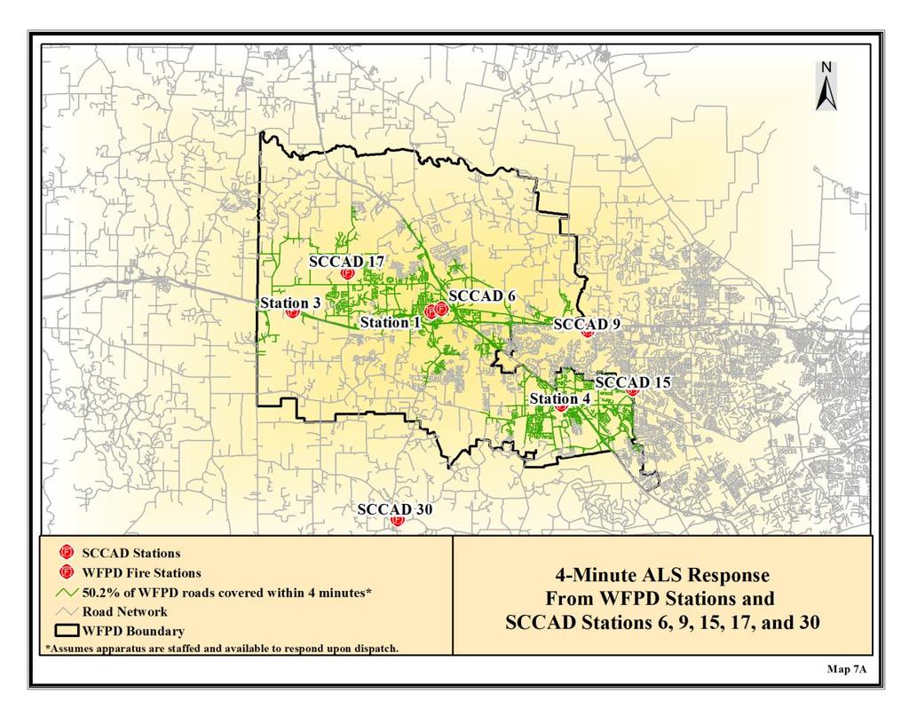 MAP 7A Maps 7A depicts the proposed 4-minute ALS response times within the Fire District with the St.
