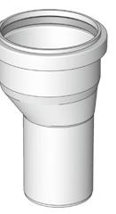 The flue pipe comes standard in PP and is suitable for a maximum flue temperature of