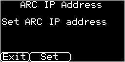 Press the Set button and enter in the ARC IP address and then click the Save button. Now confirm that the IP address is entered correctly and press Continue.