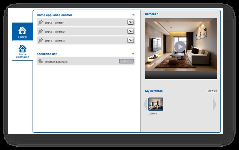 On the right side of the dashboard, the camera panel gives the user access to the live video streaming and recording.
