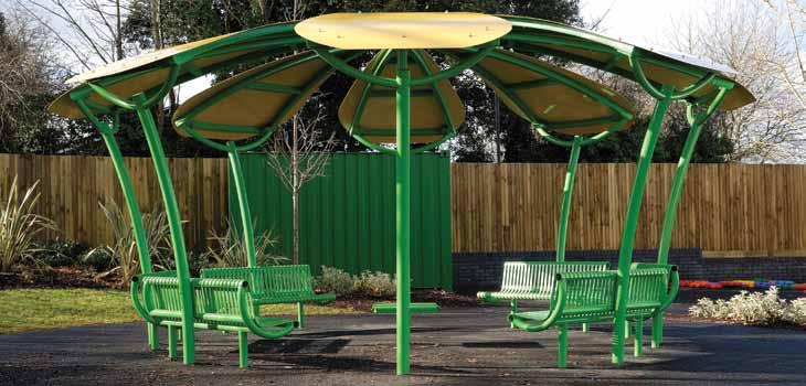 Petal Shelter to be used as an outdoor classroom and meeting area
