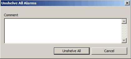 The Unshelve All Alarms dialog box appears.