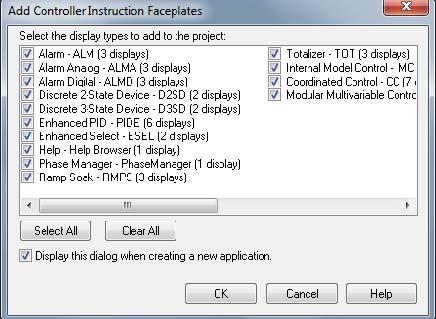 Add a tag-based alarm server for Logix 5000, PLC-5, SLC 500, or third-party controllers Chapter 7 8. In the Add Controller Instruction Faceplates dialog box, click Clear All and then click OK.