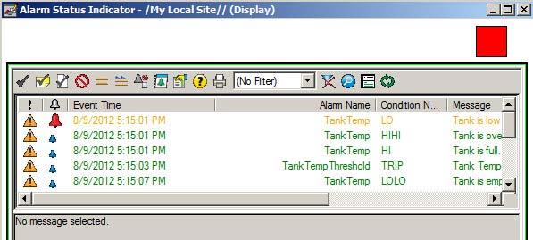 Set up graphic displays Chapter 8 2. In the Save dialog box, type a name for the graphic display and then click OK. In this example, we use Alarm Status Indicator. Step 6: Test run the display 1.