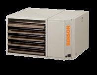 BENSON High efficiency unit heaters UDSA Axial Fan Unit Heaters Standard units: Titanium stabilised aluminised steel heat exchanger, c/w horizontal louvres or 4way outlet for vertical discharge units.