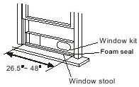 Installation in a double-hung sash window 1. Trim foam seal (adhesive type) to the proper length and attach to window stool. (Fig.4) Fig.4 2.