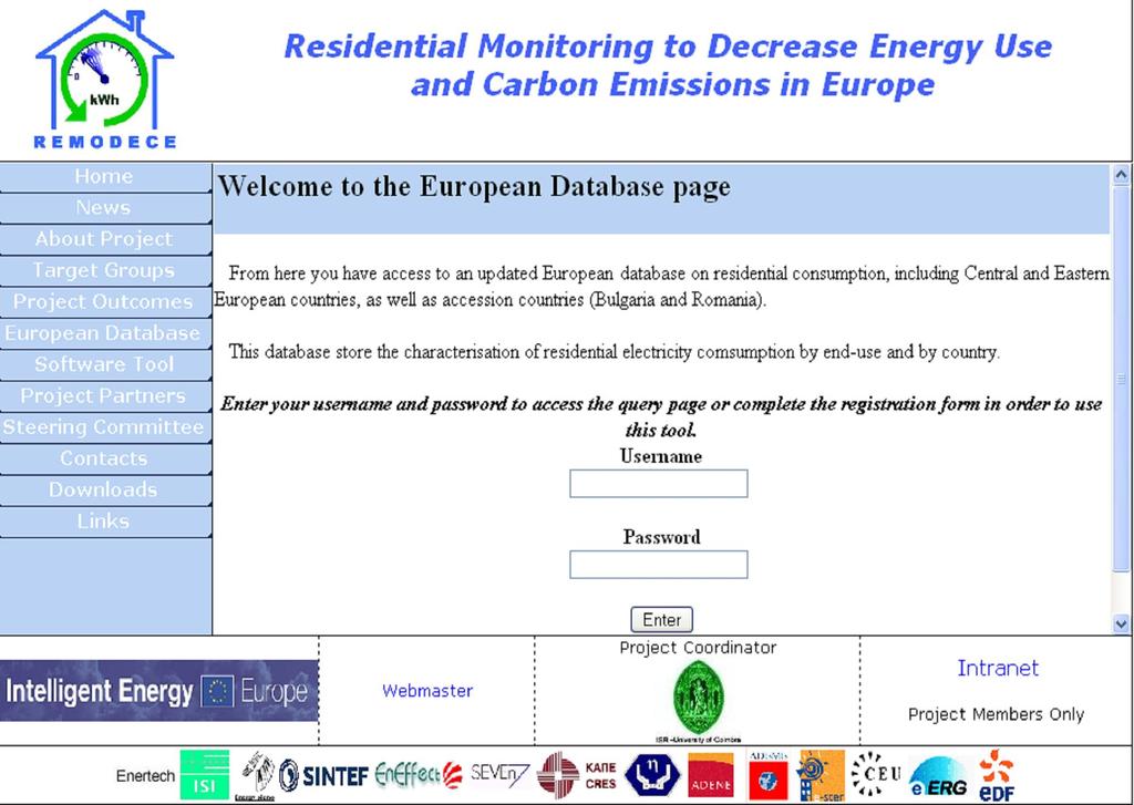 previous monitoring campaigns («historical data») and new information from the campaign was imported into the database. Figure 2.7 shows the front page to access the database. Figure 2.7: Front page of database.