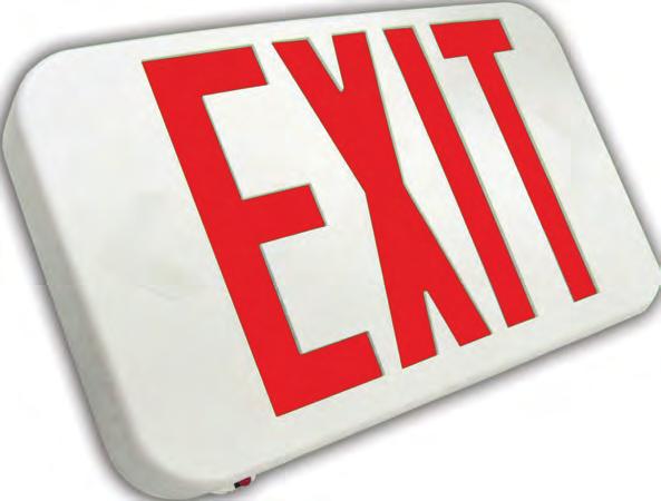 DLR Slimline Exit Light This thin thermoplastic exit sign offers softer lines and rounded edges to make it an attractive alternative to conventional rectangular signs.
