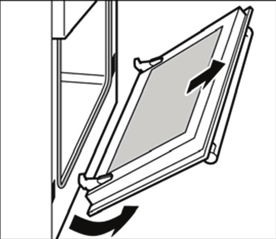 Do not reach inside the hinge. Removing the appliance door Proceed as follows: 1. Open the appliance door. 2.