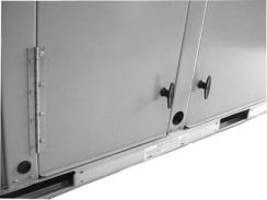 Features and Benefits Hinged Access Doors These doors permit easy access to the filter, fan/heat, and compressor/ control sections.