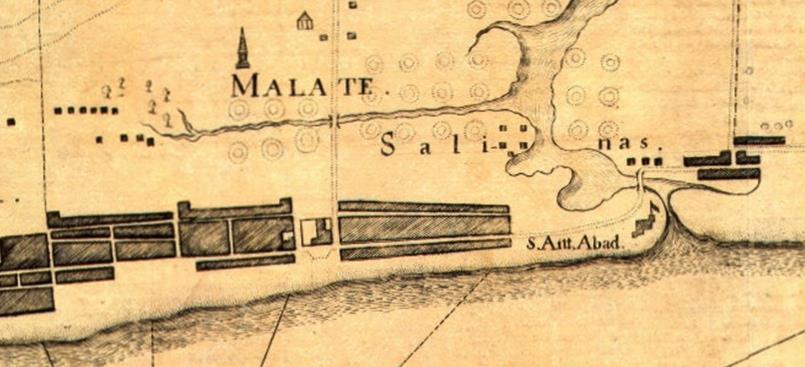 Source: Plan de Manila su Bahia Y Puerto de Cavite, 1787 Maps drawn after the Spanish colonial period show a gridiron-planned development.