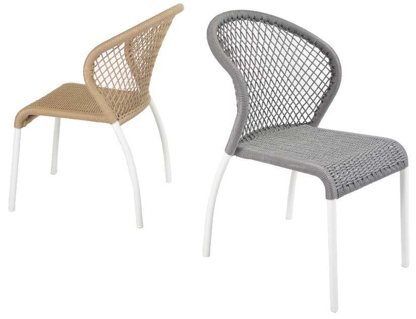 Chairs : White frame / Grey Rope White frame / Sand Rope 1 x EUREKA 150 x 96cm Tables, either in : White frame & Grey faux