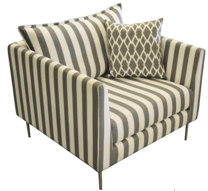 Olefin SOFIE Lounge Armchair in White-Grey Stripe 120x40cm