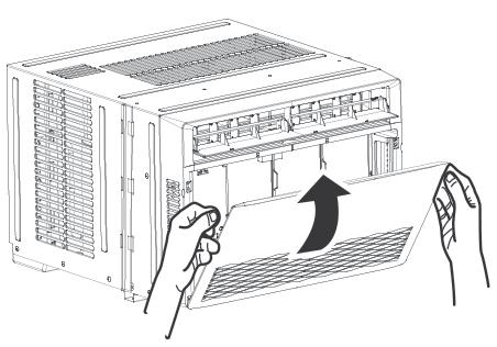 To prevent injury, when the air filter needs to be removed, do not touch the metal parts of the unit.