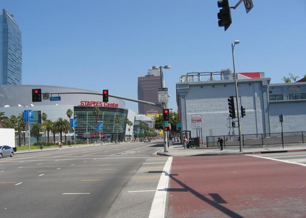 View of Figueroa Street curb line, northeasterly facing from the corner of Figueroa Street and Pico