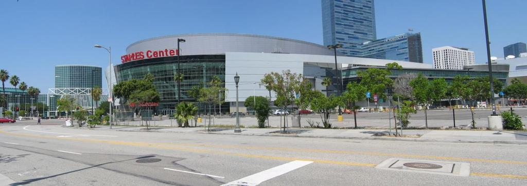 View of neighboring property (Staples Center) across Figueroa Street from the subject site,