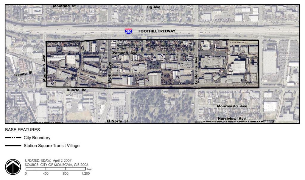 Station Square Transit Village: Vision Statement and Objectives In anticipation of the arrival of the Metro Gold Line light rail, the City identified the area south of the 210 Freeway as an
