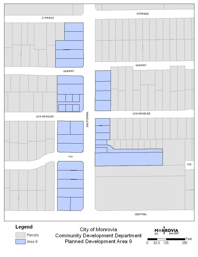 AREA PD-9: California Avenue Between Cypress and Central: The subject area represents the properties fronting on South California Avenue between Cypress and Central Avenues.