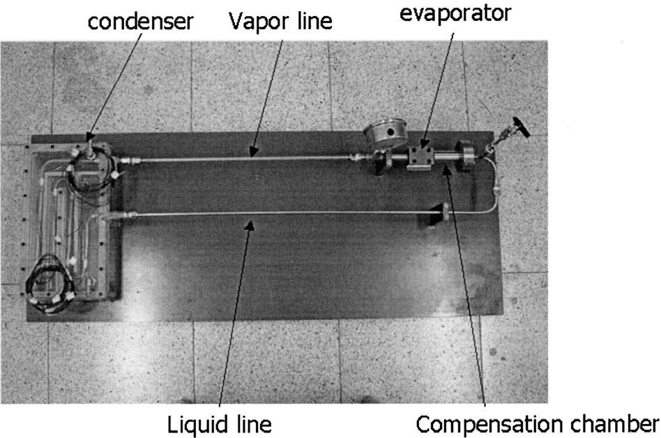 Fig. 5. The fabricated LHP system. After all components were finished, the fabricated LHP system was attached to the vacuum and filling system.