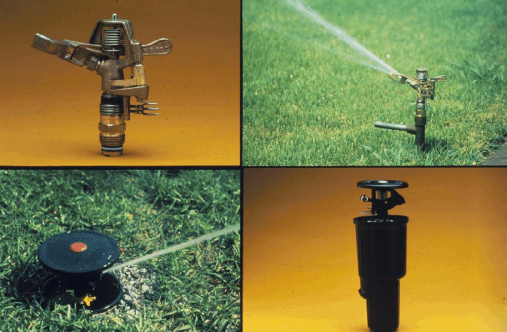 Figure 1. Rotary sprinklers. Figure 2. Spray heads. You may wish to keep water away from adjacent areas such as sidewalks or sides of buildings.