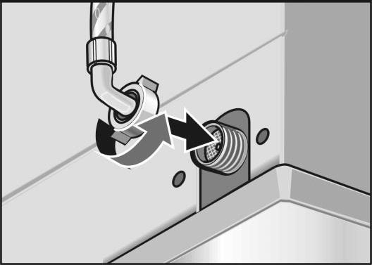 Connecting the water Water inlet hose m Risk of electric shock! To prevent leaks or water damage, it is essential to follow the instructions in this chapter!