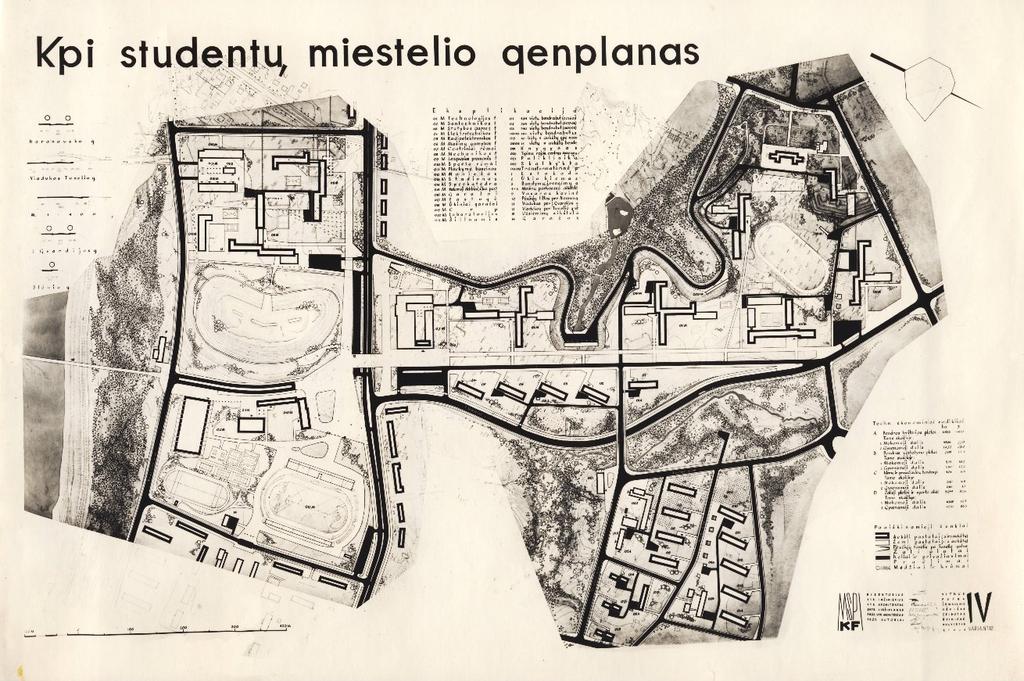 General Plan of Kaunas University of Technology campus, 1964. Architects: N.Špikienė, Kulvietis, Zykus.