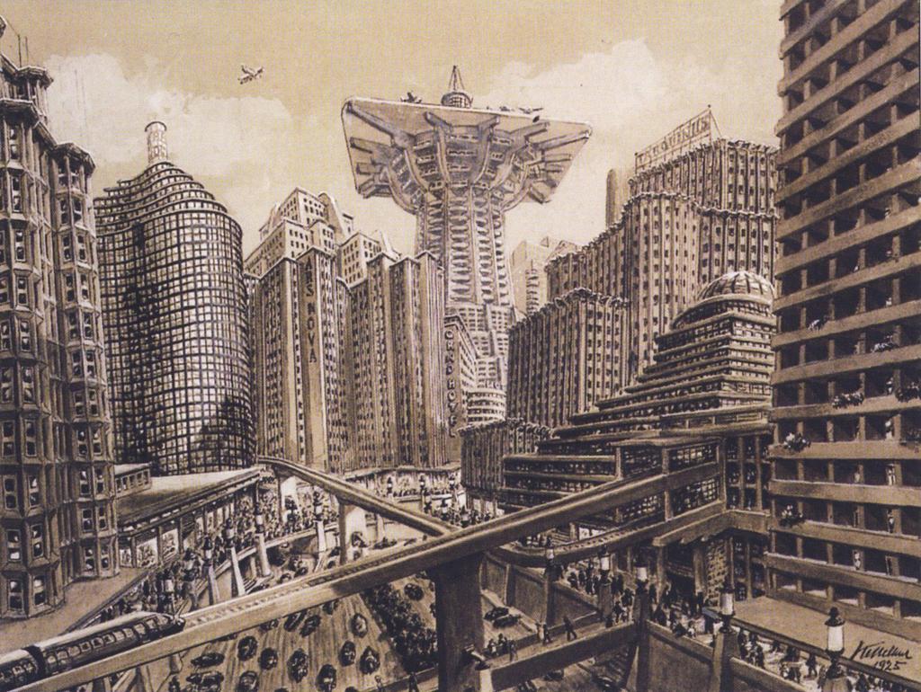 Erich Kettelhut - Metropolis set design 1925; Civilization of mankind nowadays is described as urban civilization.