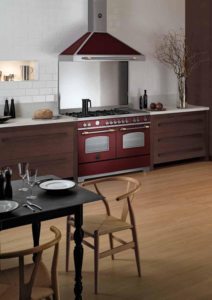 The design suits the traditional kitchen of today, cleverly combining the classic appeal of time-honored style with all the technology and advanced engineering of the Bertazzoni cookers.